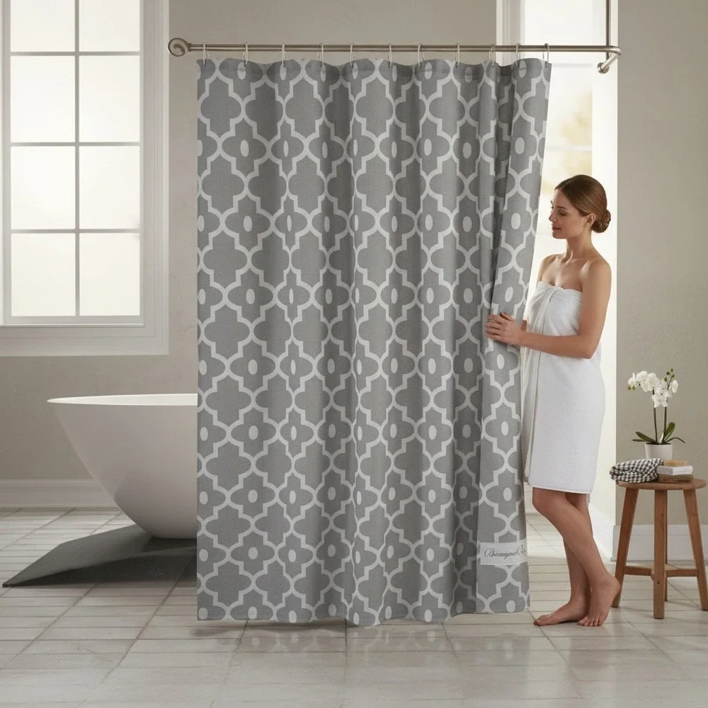 Biscayne Bay Fabric Shower Curtain 72x72 Grey Morocco Pearl New